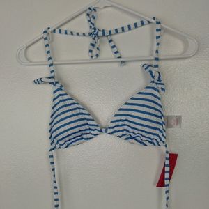 Xhilaration Bikini Top Blue White Stripe Size Small 0-2 Beach Swimwear